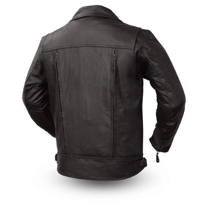 Back view of the Eagle Leather Mastermind jacket showing the action back