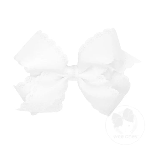 Medium Eyelet Embossed Classic Grosgrain Bow