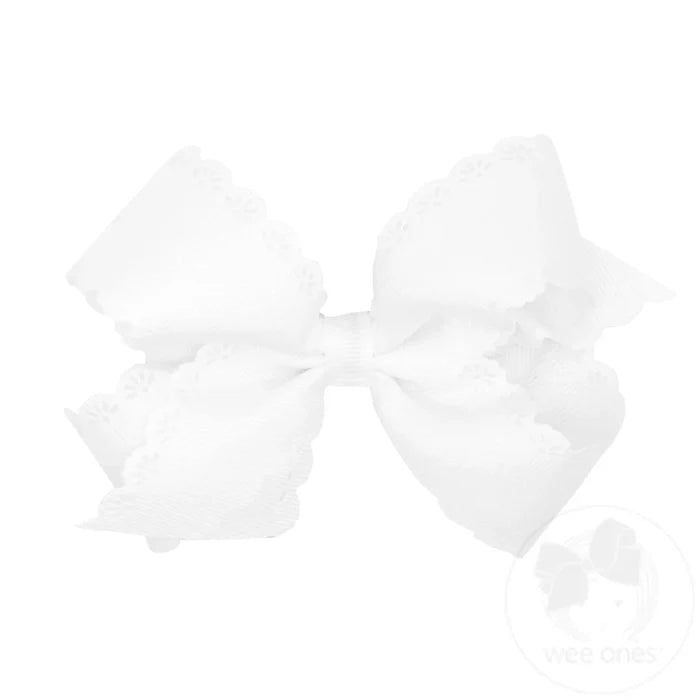 Medium Eyelet Embossed Classic Grosgrain Bow