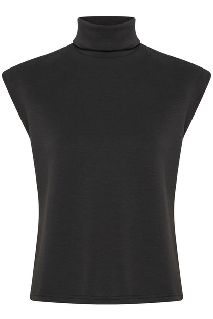 Melina Sleeveless Roll Neck Top (Black)