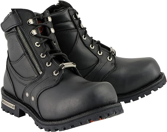 Men's 6" Lace Up Boot With Outside Zipper: Features:

Men's 6 Inch Side Zipper
Plain Toe Boot
Full Grain Premium 2