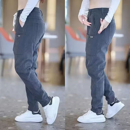 Khaki Men's 6-Pocket Track Sweatpants Paired with Sneakers – Mid-Waist Versatility in Motion