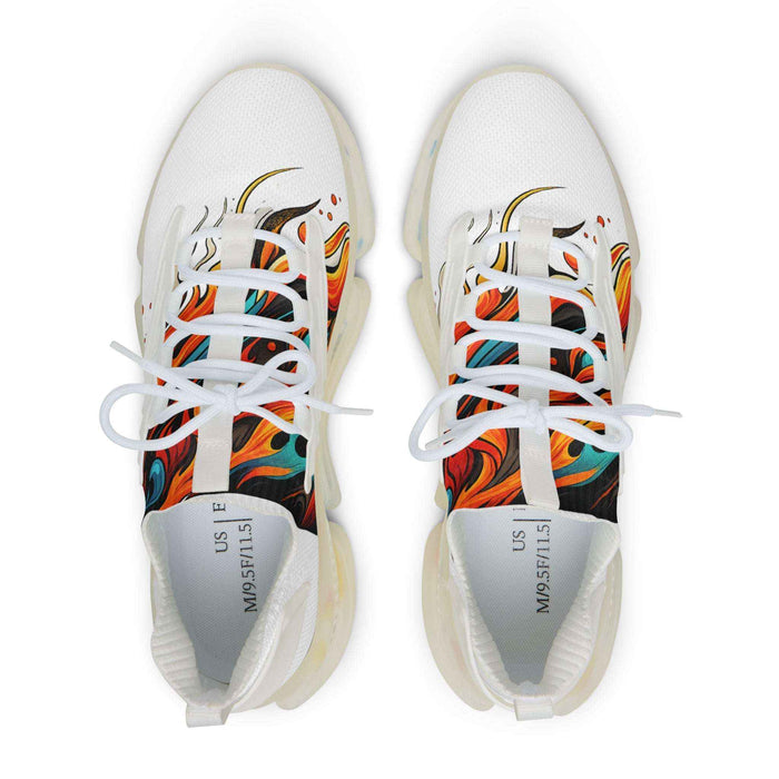 Men's mesh sneakers with colorful abstract upper and white EVA sole