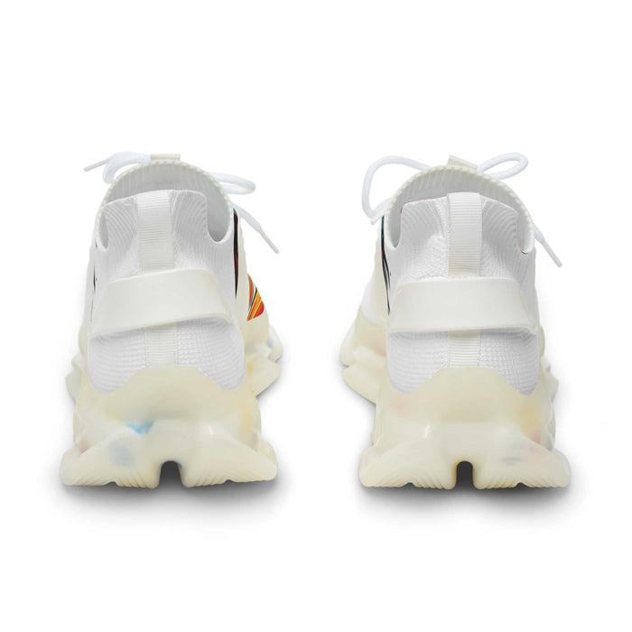 Rear heel view of men's breathable mesh sneakers with low-profile sole