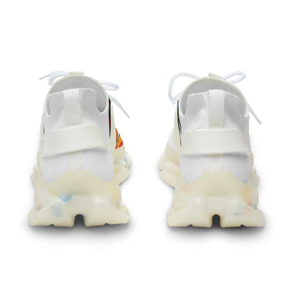 Rear heel view of men's breathable mesh sneakers with low-profile sole