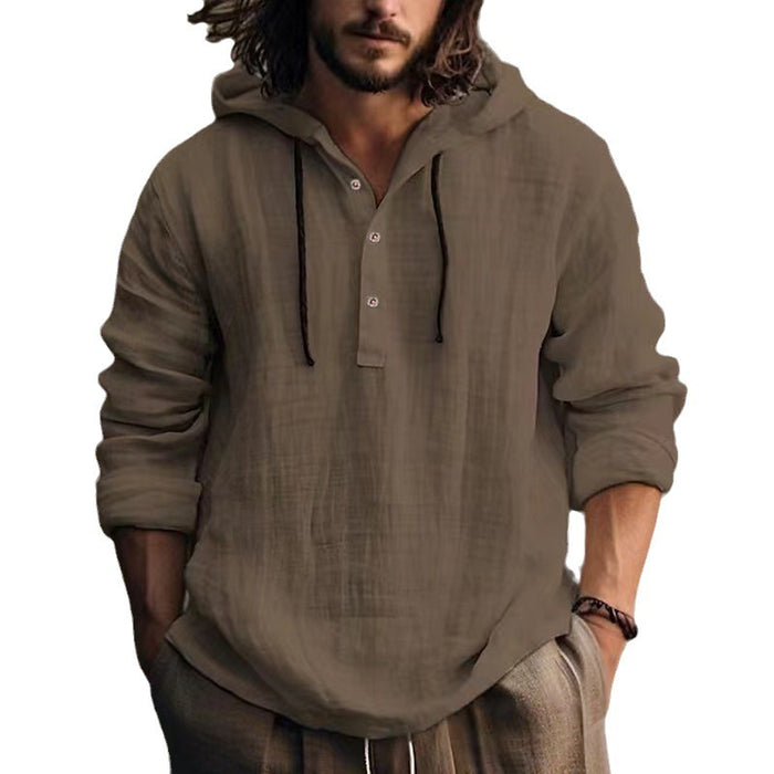 Men’s Cotton Linen Hooded Shirt – Easy Comfort