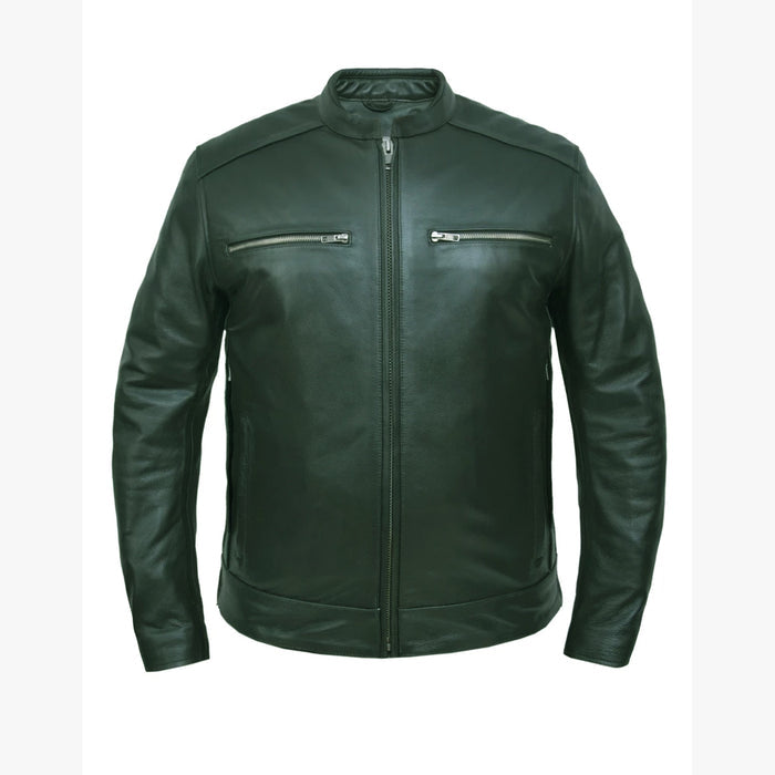 Men's Cow Hide  Leather Jacket: Features:

MENS PREMIUM LEATHER JACKET
In Premium Cowhide Leather
2 outside pockets
2 inside