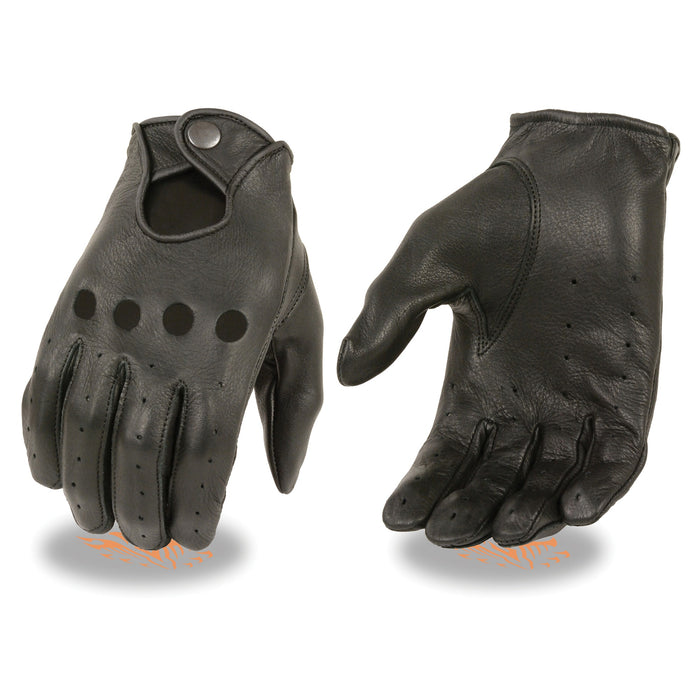 Men's Deer Skin Driving Glove: USA Deerskin Leather
Lightweight &amp; Unlined
Snap Wrist Strap Closure