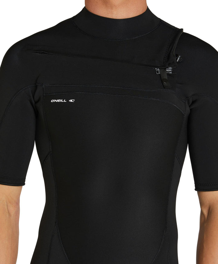 Men's Defender 2mm Short Sleeve Spring Suit Chest Zip - Black