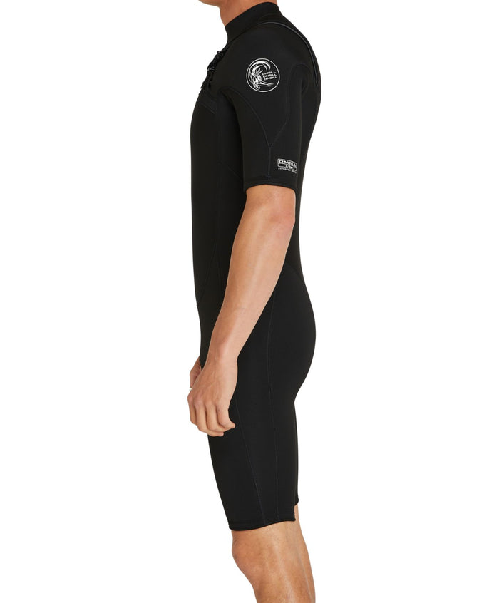 Men's Defender 2mm Short Sleeve Spring Suit Chest Zip - Black