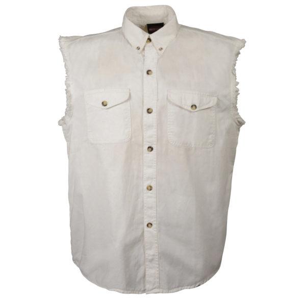 Men's Denim Sleeveless Shirt: Men’s Red Lightweight Sleeveless Denim Shirt8oz 100% Cotton DenimLightweight &amp; ComfortableB