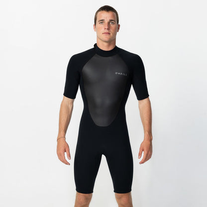 Men's Factor 2mm Short Sleeve Spring Suit Back Zip - Black