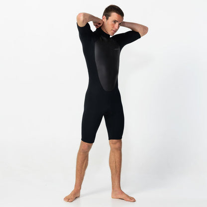Men's Factor 2mm Short Sleeve Spring Suit Back Zip - Black
