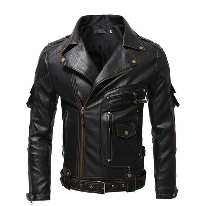 Men’s Faux Leather Fur Coat – New Brown – Cardigan Style
