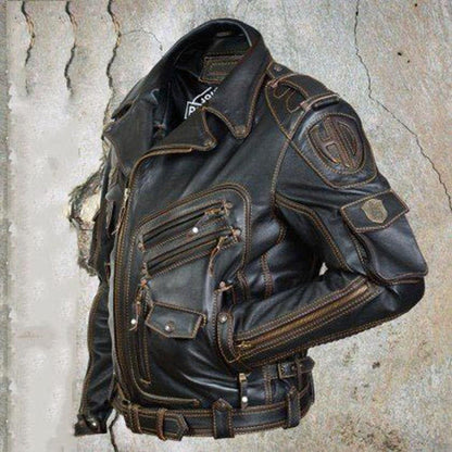 Men’s Faux Leather Fur Coat – Close-up of Soft Fur Lining