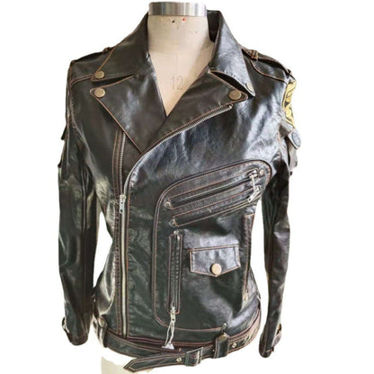 Men’s Faux Leather Fur Coat – Side View – Secure Pockets
