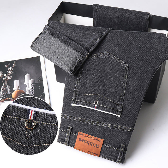 Men's thickened loose-fit jeans for cold-weather comfort
