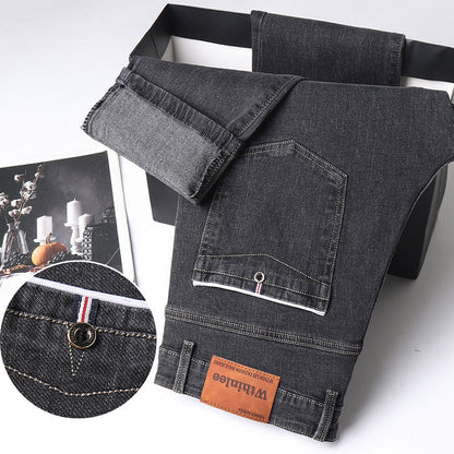 Men's thickened loose-fit jeans for cold-weather comfort