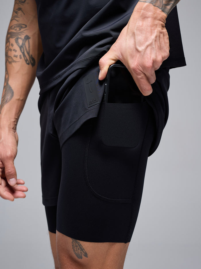 MEN'S FLOW 2-IN-1 SHORTS - BLACK