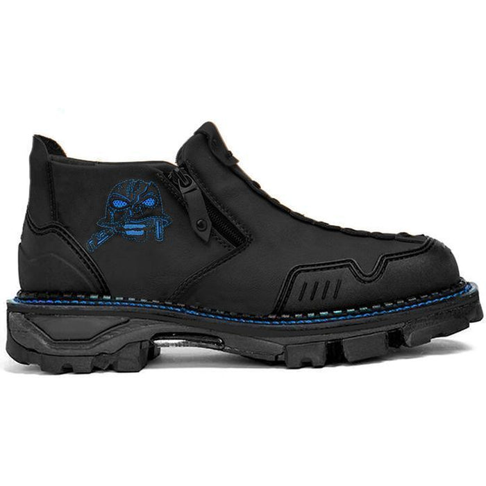 Men’s Halloween Skull Boots – PU upper texture and eyelets