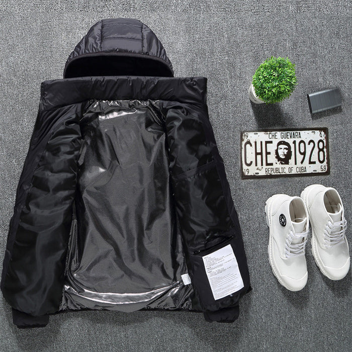 Plus size men's heated jacket shown in a zip-up hooded jacket fit, available from S to 6XL for flexible cold-weather layering