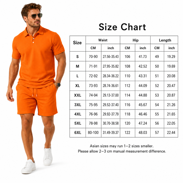 Men's Matching Set Short Sleeve Polo with Casual Shorts