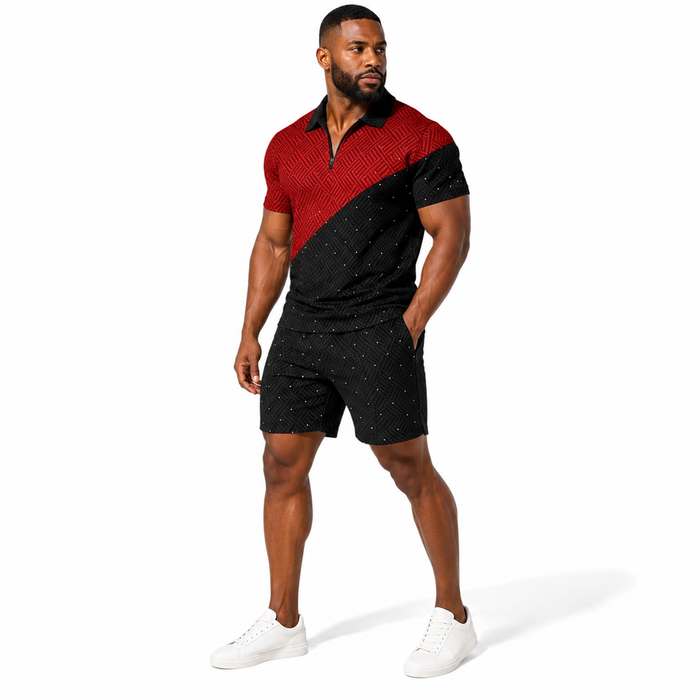 Men's Matching Set Short Sleeve Polo with Casual Shorts