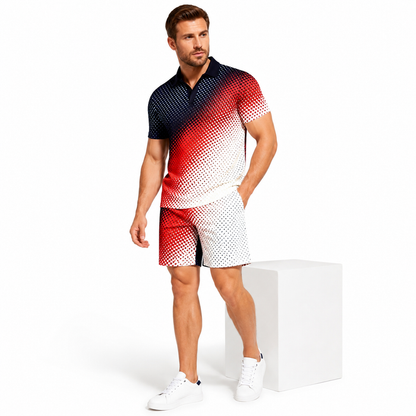 Men's Matching Set Short Sleeve Polo with Casual Shorts