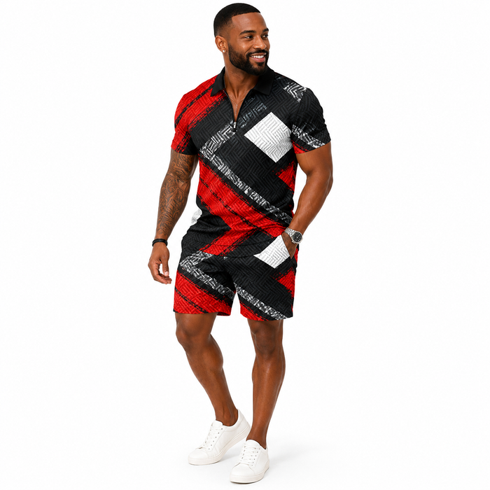 Men's Matching Set Short Sleeve Polo with Casual Shorts