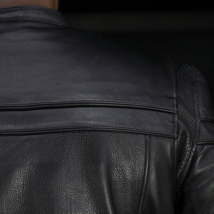 Maverick leather jacket perforated action-back and vent detail