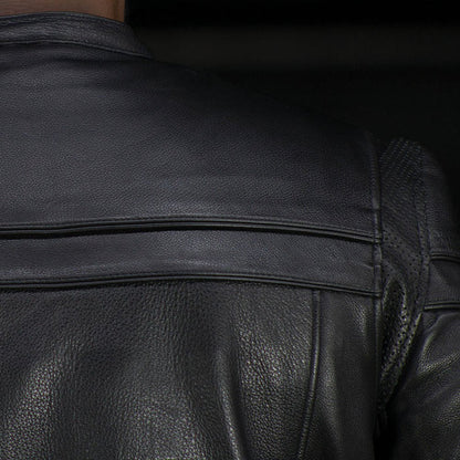 Maverick leather jacket perforated action-back and vent detail