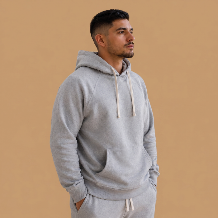 Men's Organic Cotton Midweight Raglan Hoodie - Heather Grey