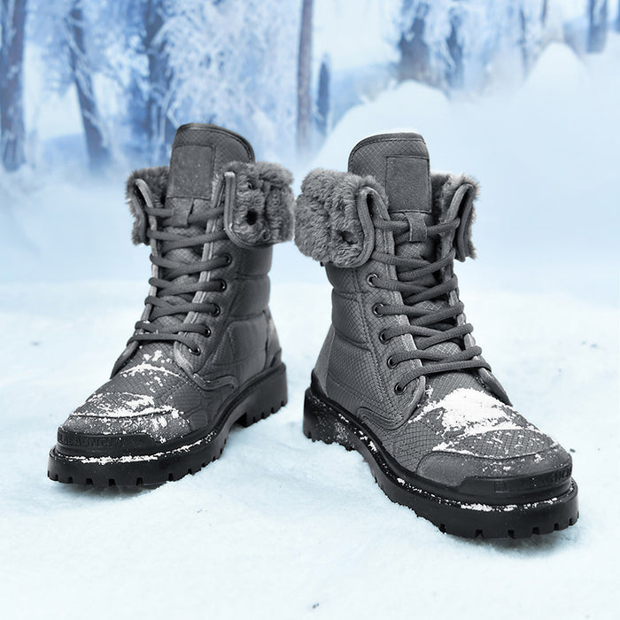 Men’s Outdoor Cotton High-Top Boots – lace and collar detail
