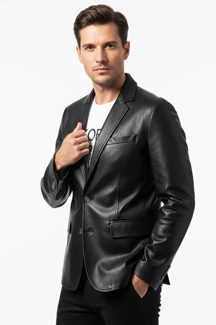 mens autumn winter leather jacket multi pocket everyday wear