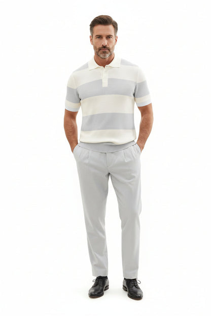 men's lapel collar summer sweater coffee color knit texture detail