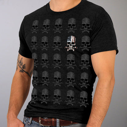 Men's Skull Pattern T-Shirt Black XX-Large Regular: This men's t-shirt in the color black features a skull pattern covering t