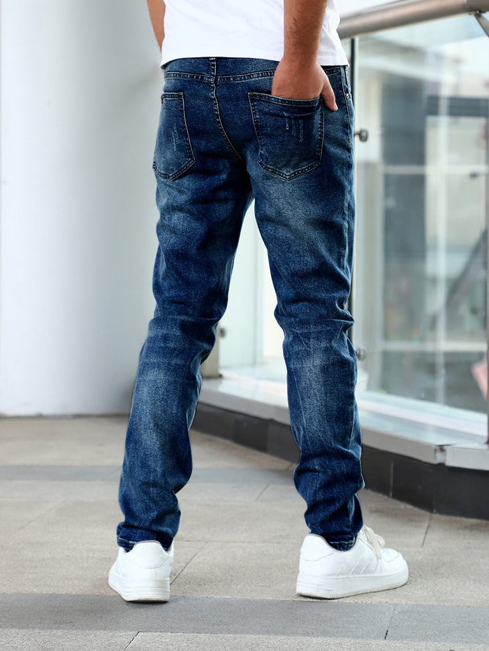 Men’s Slim Fit Stretch Pants – Washed blue finish, modern fit