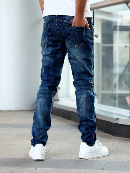 Men’s Slim Fit Stretch Pants – Washed blue finish, modern fit