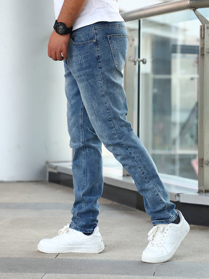 Men’s Stretch Skinny Jeans – Outfit grid in gray, blue, black