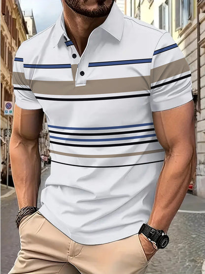 Men’s Striped Short Sleeve T-Shirt – Model in motion comfort test