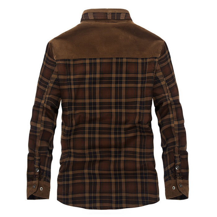Men’s Winter Fleece Jacket – Square Collar, Button Front