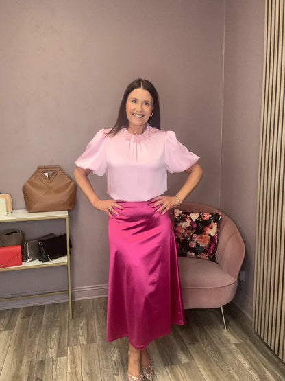 Mera Midi Skirt (Festival Fuchsia)