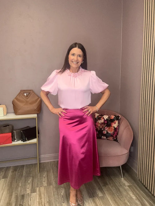 Mera Midi Skirt (Festival Fuchsia)