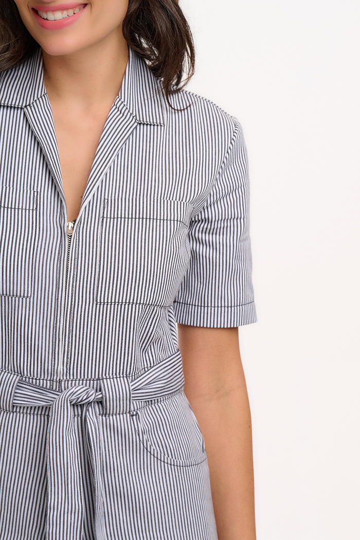 Meredith Boilersuit (Monochrome Stripe)
