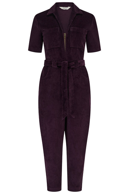 Meredith Cord Jumpsuit (Dark Plum)
