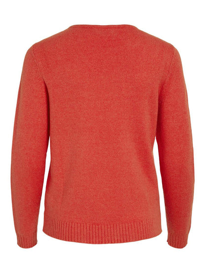 Miela V-Neck Jumper (Aurora Red/Dark Melan)