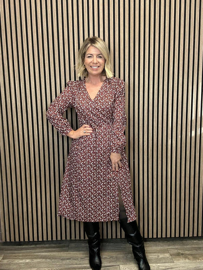 Millie Midi Dress (Maroon)