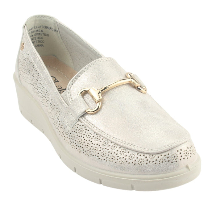 Mocasin Chalada Mujer Cona-2 Dorado Casual Mocasines Taco Chalada