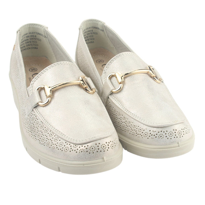 Mocasin Chalada Mujer Cona-2 Dorado Casual Mocasines Taco Chalada