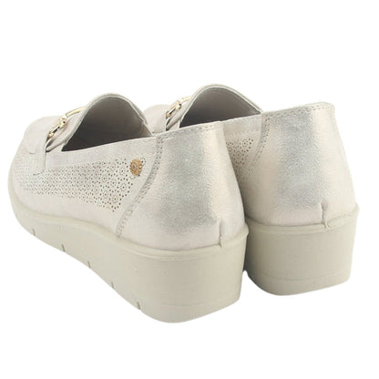 Mocasin Chalada Mujer Cona-2 Dorado Casual Mocasines Taco Chalada